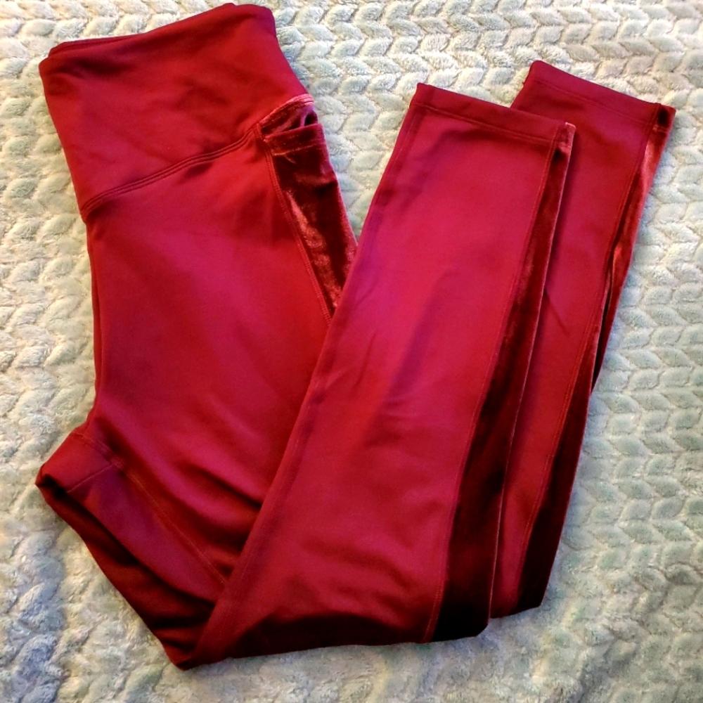 PINK Fleece Lined Velvet Leggings